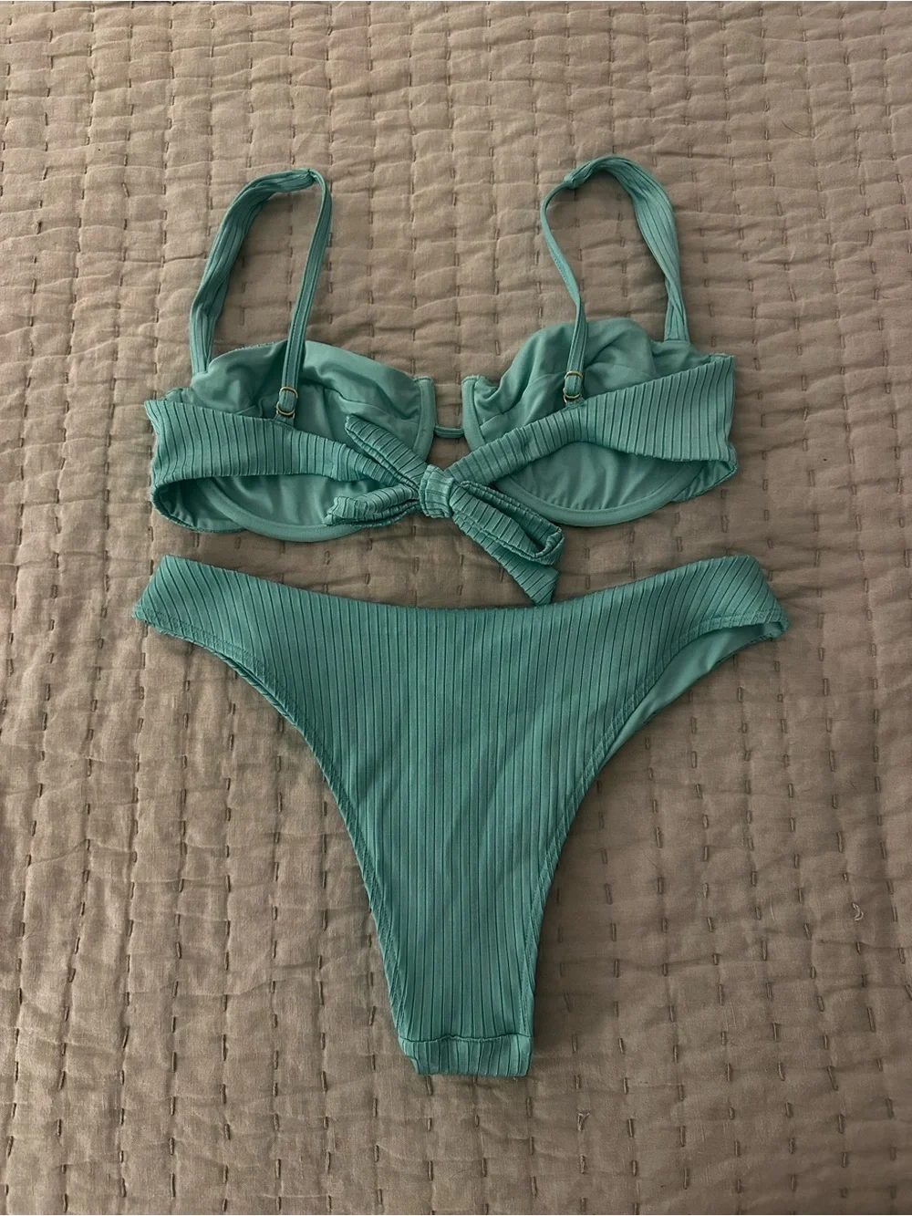 Monday Swimwear Turquoise Ribbed Underwire Bikini